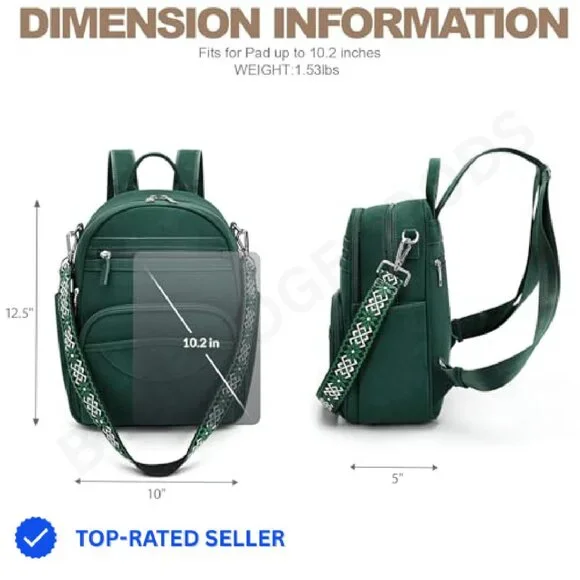 Vegan Leather Mini Backpack Purse RFID Blocking Tablet 